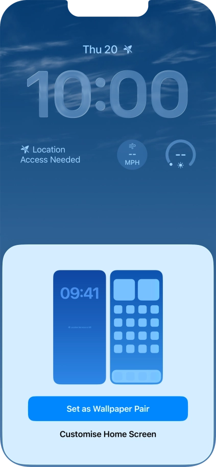 To use the same colour theme on the home screen, press Set as Wallpaper Pair. To use the same colour theme on the home screen, press Set as Wallpaper Pair.