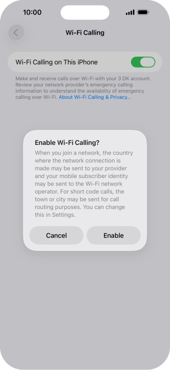 If you turn on the function, press Enable. If you turn on the function, press Enable.