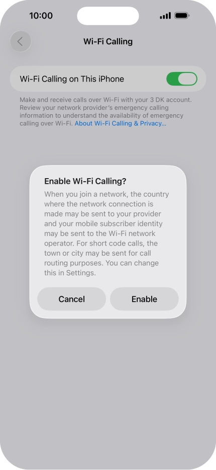 If you turn on the function, press Enable. If you turn on the function, press Enable.
