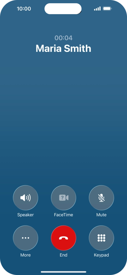 Press the end call icon to end the call and return to the home screen. Press the end call icon to end the call and return to the home screen.