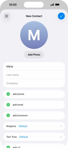 Press Last name and key in the last name. Press Last name and key in the last name.