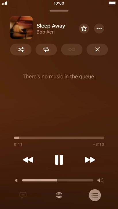Press the shuffle icon to turn the function on or off. Press the shuffle icon to turn the function on or off.