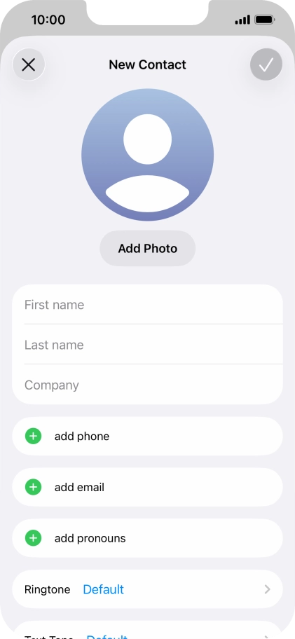 Press First name and key in the first name. Press First name and key in the first name.