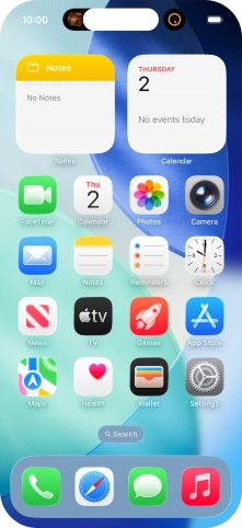 If you have a running application in Dynamic Island, it's displayed at the top of the screen. If you have a running application in Dynamic Island, it's displayed at the top of the screen.