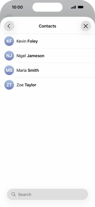 Press the required contact. Press the required contact.