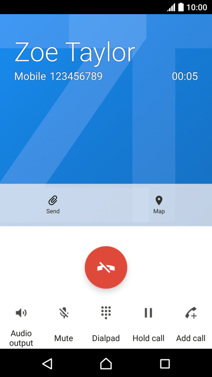 Press the end call icon. Press the end call icon.
