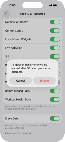 If you turn on the function, press Enable. If you turn on the function, press Enable.