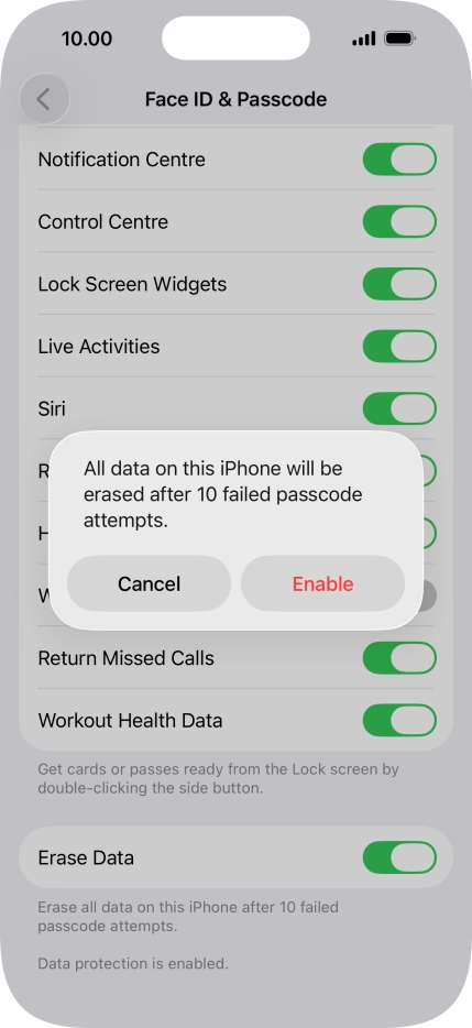 If you turn on the function, press Enable. If you turn on the function, press Enable.