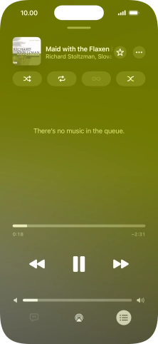 Press the shuffle icon to turn the function on or off. Press the shuffle icon to turn the function on or off.