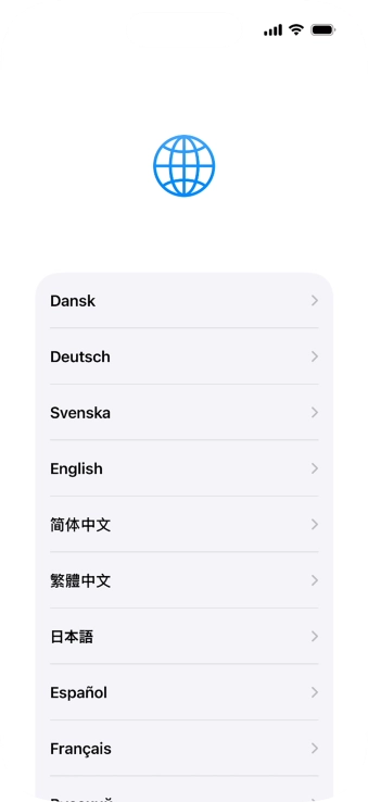 Press the required language. Press the required language.