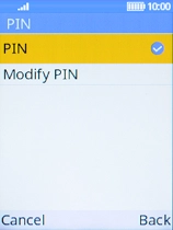 Select PIN to turn the function on or off. Select PIN to turn the function on or off.