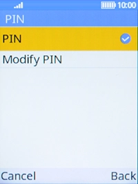 Select PIN to turn the function on or off. Select PIN to turn the function on or off.