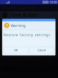 Press the Left selection key. Wait a moment while the factory default settings are restored. Follow the instructions on the screen to set up your phone and prepare it for use. Press the Left selection key. Wait a moment while the factory default settings are restored. Follow the instructions on the screen to set up your phone and prepare it for use.