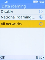 Select All networks to turn the function on or off. Select All networks to turn the function on or off.