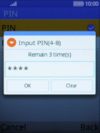 Key in your PIN and press the Left selection key. Key in your PIN and press the Left selection key.