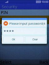 Key in the phone lock code (default is 1234) and press the Left selection key. Key in the phone lock code (default is 1234) and press the Left selection key.