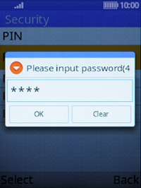 Key in the phone lock code (default is 1234) and press the Left selection key. Key in the phone lock code (default is 1234) and press the Left selection key.