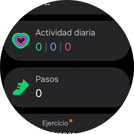 Bajo Actividad diaria puedes ver cuánto has avanzado con tus objetivos de la actividad diaria. Bajo Actividad diaria puedes ver cuánto has avanzado con tus objetivos de la actividad diaria.