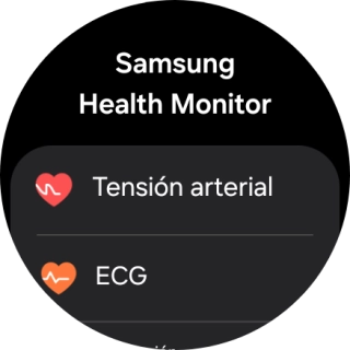 Pulsa Tensión arterial y sigue las indicaciones de la pantalla para medir tu presión sanguínea. Pulsa Tensión arterial y sigue las indicaciones de la pantalla para medir tu presión sanguínea.