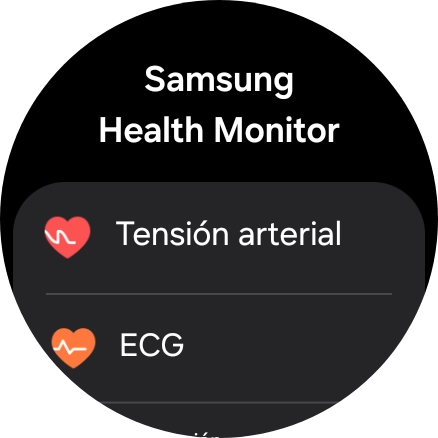 Pulsa Tensión arterial y sigue las indicaciones de la pantalla para medir tu presión sanguínea. Pulsa Tensión arterial y sigue las indicaciones de la pantalla para medir tu presión sanguínea.