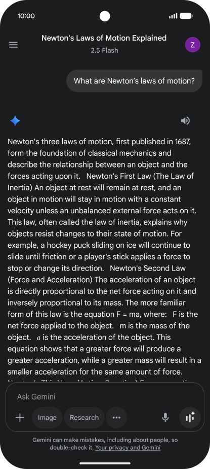 Transcription of the conversation with Gemini Live is now displayed. Transcription of the conversation with Gemini Live is now displayed.