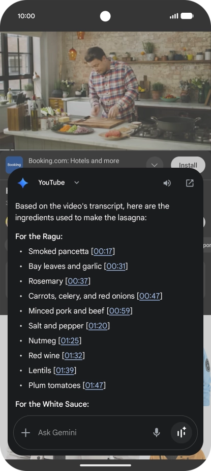 The answer from Gemini to your question is displayed. The answer from Gemini to your question is displayed.