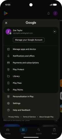 Press Manage apps and device. Press Manage apps and device.