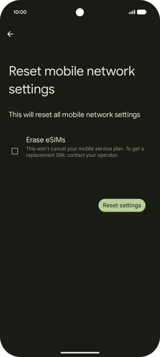Press Reset settings. Press Reset settings.