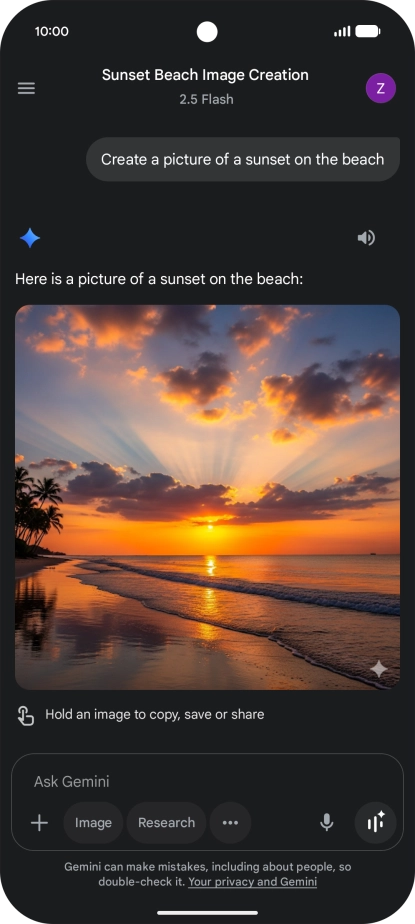 You can also ask Gemini to generate a picture based on your description. You can also ask Gemini to generate a picture based on your description.