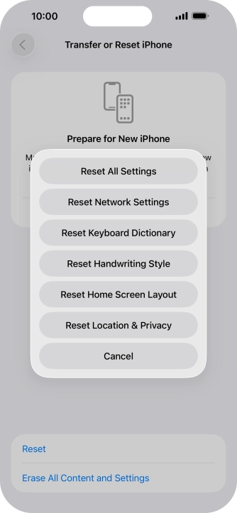 Press Reset All Settings. Press Reset All Settings.