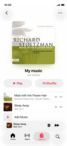 Press the song title. Press the song title.