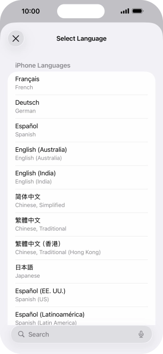 Press the required language. Press the required language.