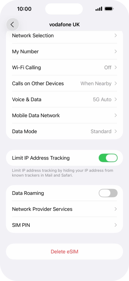 Press Delete eSIM and follow the instructions on the screen to delete your eSIM. Press Delete eSIM and follow the instructions on the screen to delete your eSIM.