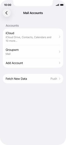 Press the name of the email account you've just set up. Press the name of the email account you've just set up.