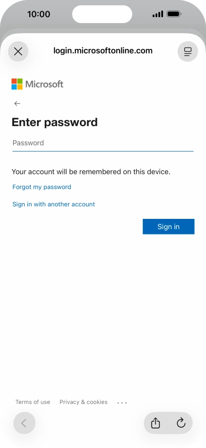 Press Password and key in the password for your email account. Press Password and key in the password for your email account.