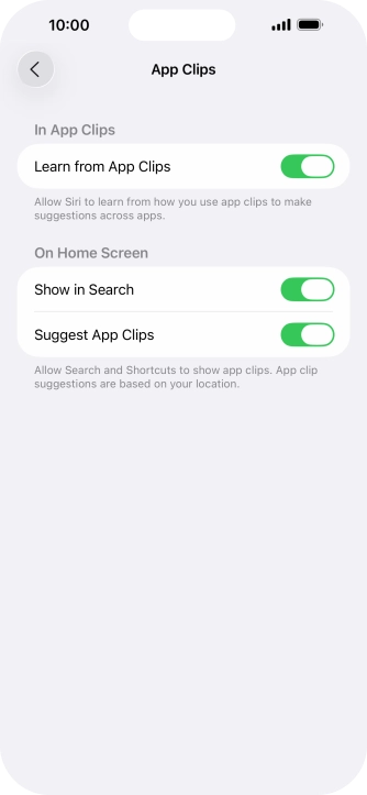 Press the indicators next to the required settings to turn them on or off. Press the indicators next to the required settings to turn them on or off.