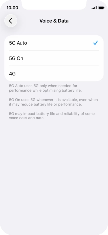 To turn on automatic switch between 5G and 4G, press 5G Auto. To turn on automatic switch between 5G and 4G, press 5G Auto.
