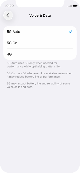 To turn on automatic switch between 5G and 4G, press 5G Auto. To turn on automatic switch between 5G and 4G, press 5G Auto.