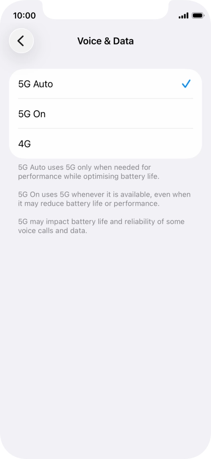 To turn on automatic switch between 5G and 4G, press 5G Auto. To turn on automatic switch between 5G and 4G, press 5G Auto.
