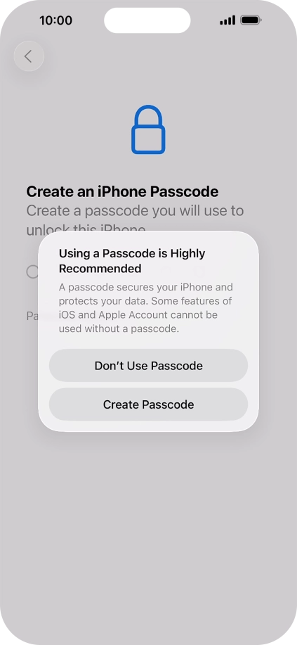 If you turn off the function, press Don't Use Passcode. If you turn off the function, press Don't Use Passcode.