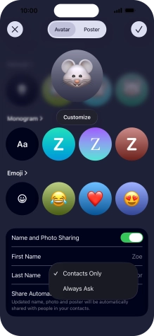 Press the required setting. Press the required setting.