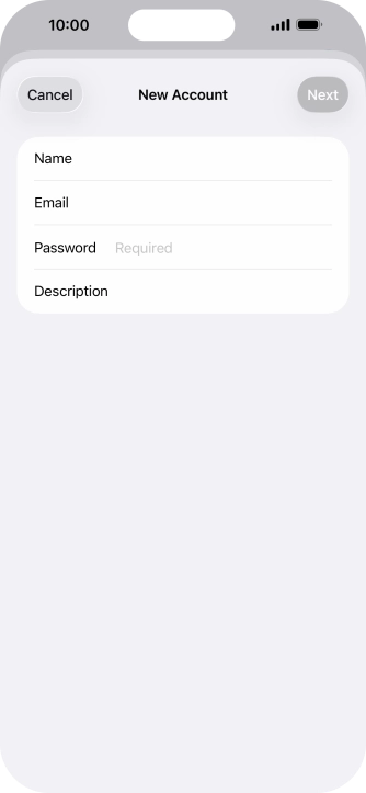 Press Password and key in the password for your email account. Press Password and key in the password for your email account.