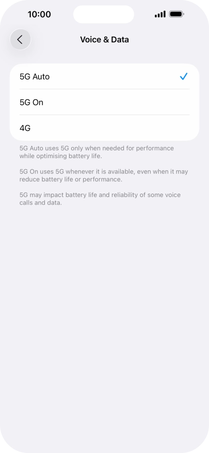 To turn on automatic switch between 5G and 4G, press 5G Auto. To turn on automatic switch between 5G and 4G, press 5G Auto.