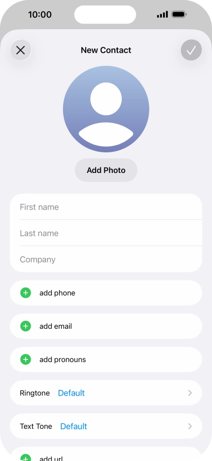 Press First name and key in the first name. Press First name and key in the first name.