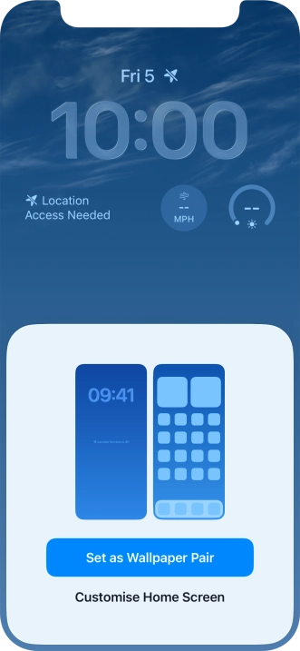 To use the same colour theme on the home screen, press Set as Wallpaper Pair. To use the same colour theme on the home screen, press Set as Wallpaper Pair.