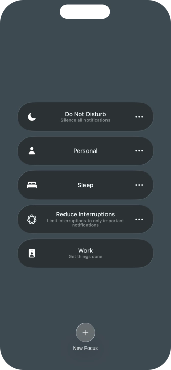 Press the required focus mode to activate or deactivate it immediately. Press the required focus mode to activate or deactivate it immediately.