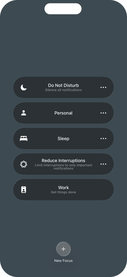 Press the required focus mode to activate or deactivate it immediately. Press the required focus mode to activate or deactivate it immediately.