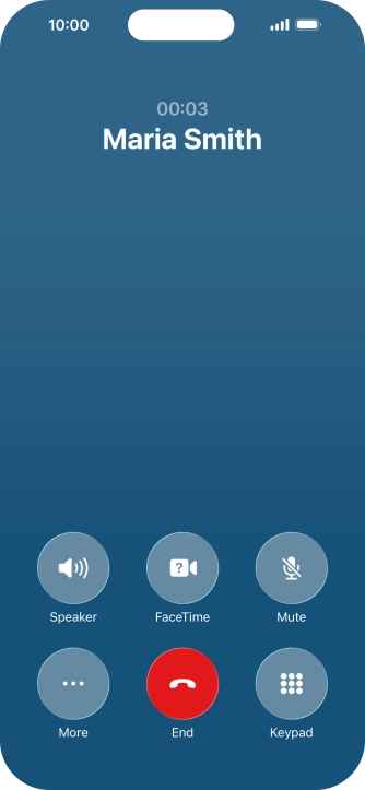 Press the end call icon to end the call and return to the home screen. Press the end call icon to end the call and return to the home screen.
