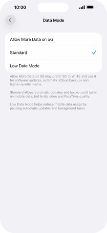 Press the required setting. Press the required setting.