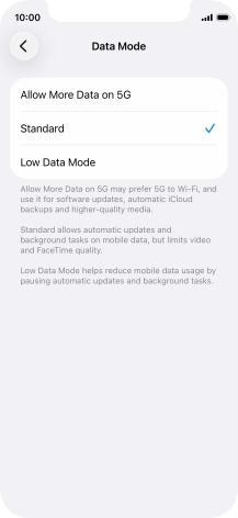 Press the required setting. Press the required setting.